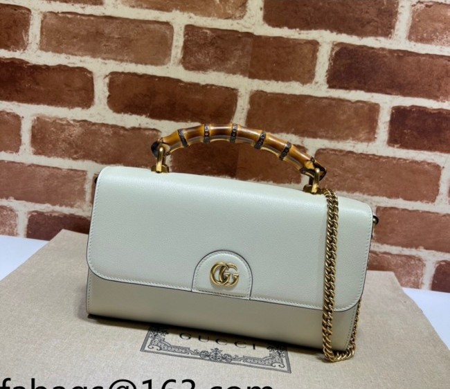 Gucci Bamboo Leather Small Bag 675794 White 2022