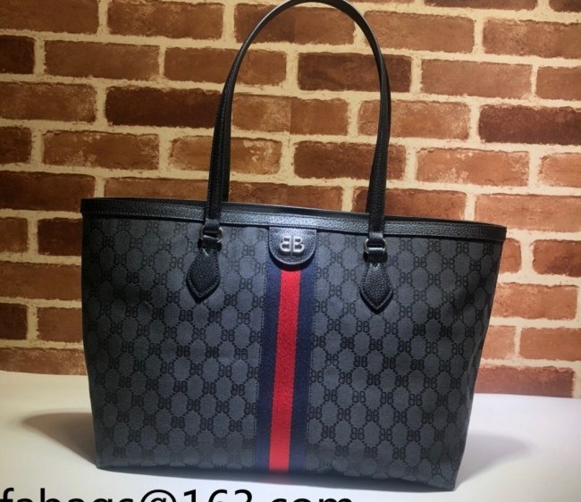 Gucci x Balenciaga Ophidia BB Canvas Medium Tote Bag 680125 Black 2022