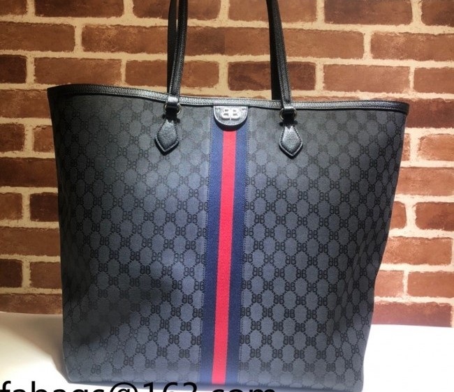 Gucci x Balenciaga Ophidia BB Canvas Large Tote Bag 680127 Black 2022