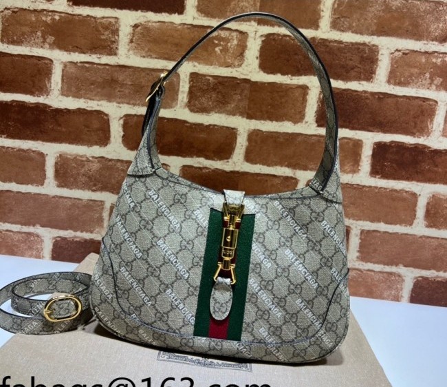 Gucci x Balenciaga Print GG Canvas Jackie 1961 Small Hobo bag 636706 Beige 2022