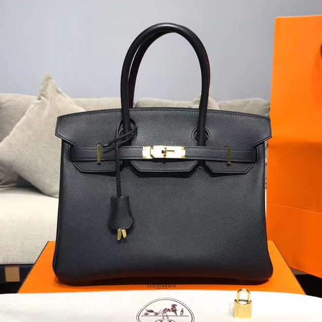 Hermes Birkin Bag 30cm Black Epsom Leather Gold Hardware