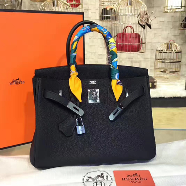 Hermes Birkin Bag 30cm Black Togo Leather Silver Hardware