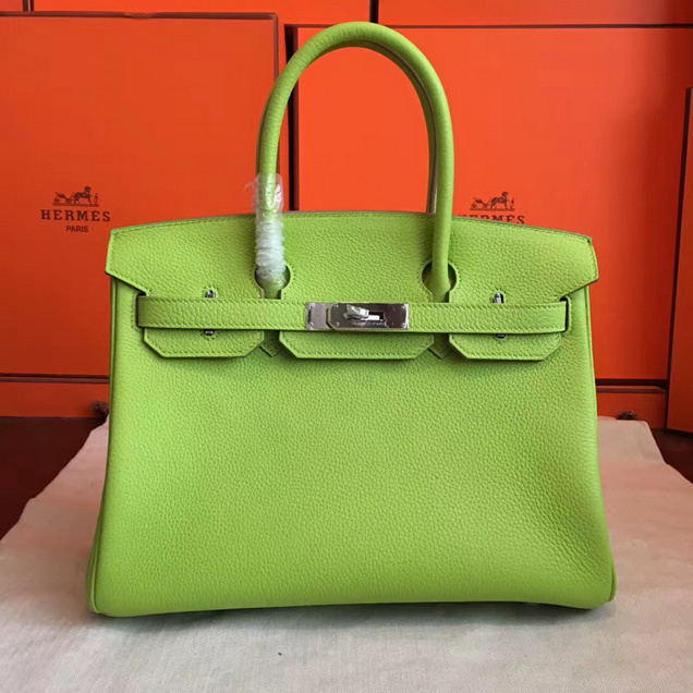 Hermes Birkin Bag 30cm Glass Green Epsom Leather Silver Hardware