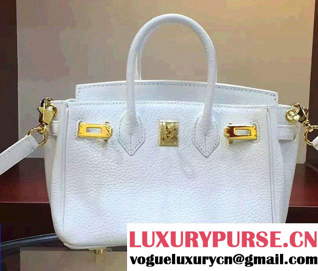 Hermes Togo Leather Birkin 20cm Mini Bag White 2016