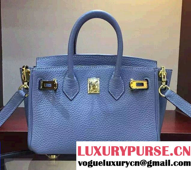 Hermes Togo Leather Birkin 20cm Mini Bag Baby Blue 2016