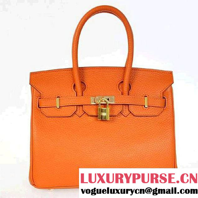 Hermes Birkin 25CM Tote Bags Togo Leather Orange Godlen