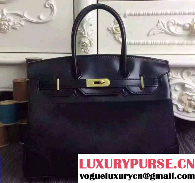 Hermes Birkin 25/30 Pony Hair And Box Leather Bag Black 2015/2016