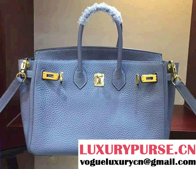 Hermes Togo Leather Birkin 25cm Small Bag Baby Blue 2016