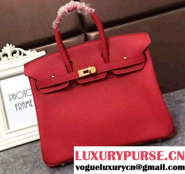 Hermes Mini Birkin 25cm Bag in Original Togo Leather Bag Red