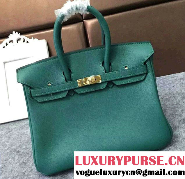 Hermes Mini Birkin 25cm Bag in Original Togo Leather Bag Green