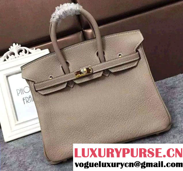 Hermes Mini Birkin 25cm Bag in Original Togo Leather Bag Light Gray