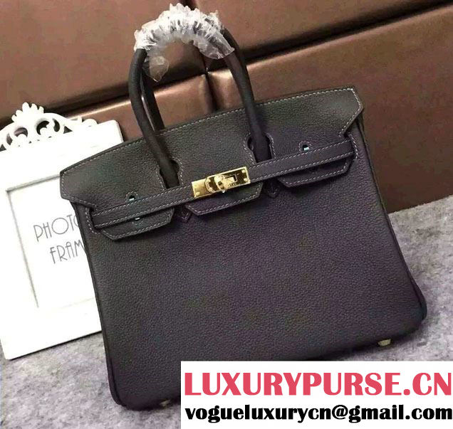 Hermes Mini Birkin 25cm Bag in Original Togo Leather Bag Dark Gray