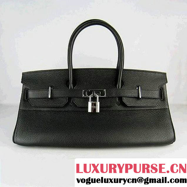 Hermes Birkin 6109 Togo Leather Bag Black 42cm Silver