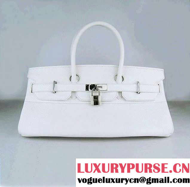 Hermes Birkin 6109 Togo Leather Bag White 42cm Silver