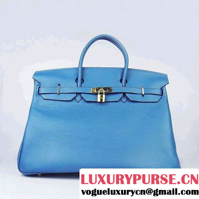 Hermes Birkin 6099 40CM Togo Bag Blue Gold padlock