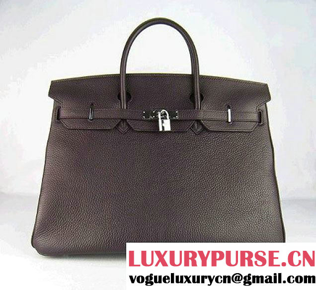 Hermes Birkin 40CM Togo Bag Dark Coffee 6099 Silver