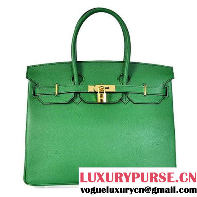 Hermes Birkin 35CM Tote Bags Togo Leather Mid Green Golden