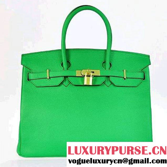 Newest 2012 Hermes Birkin 35CM Tote Bags Smooth Togo Leather H35 Light Green Gold