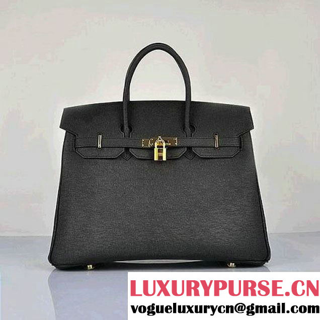 Hot Sell Hermes Birkin 35CM Black Saffiano Leather Tote Bag Gold