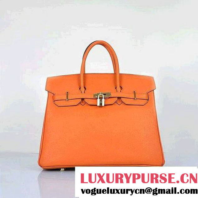 Hermes Birkin 35CM Orange Saffiano Leather Tote Bag Gold