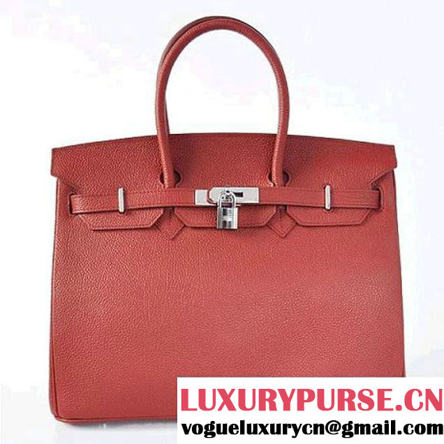 Hermes Birkin 35CM Tote Bags Smooth Togo Leather Bordeaux Silver