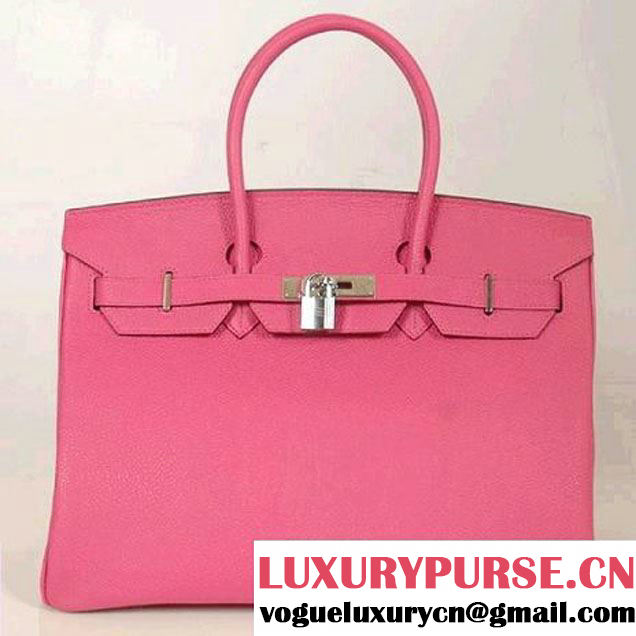 Hermes Birkin 35CM Tote Bags Smooth Togo Leather Peach Silver