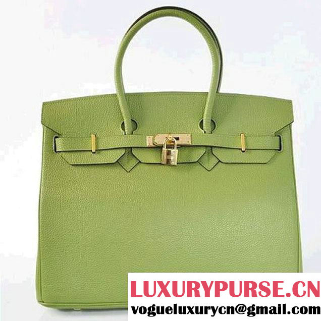 Hermes Birkin 35CM Tote Bags Smooth Togo Leather Green Golden