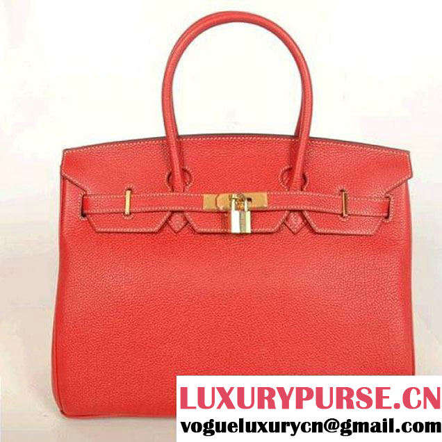 Hermes Birkin 35CM Tote Bags Smooth Togo Leather Red Golden