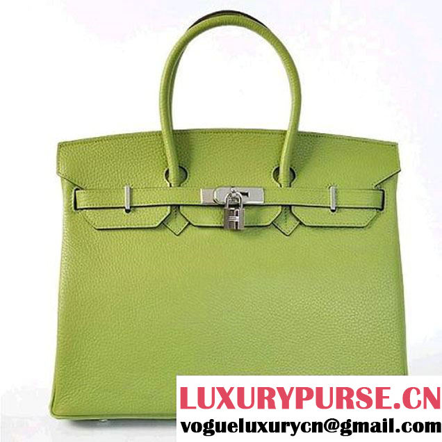 Hermes Birkin 35CM Tote Bags Togo Leather Light Green Silver