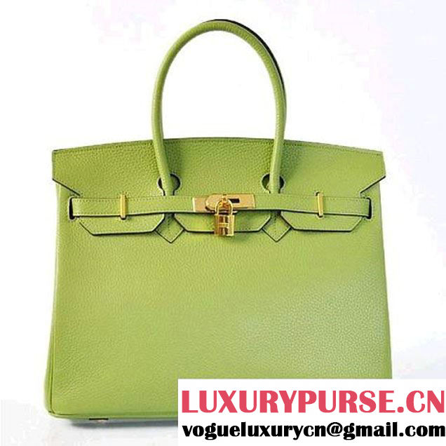 Hermes Birkin 35CM Tote Bags Togo Leather Light Green Golden