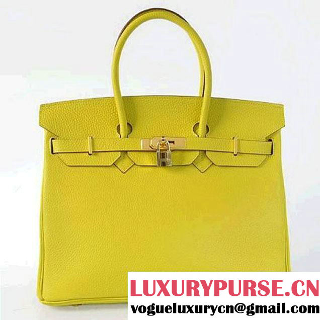 Hermes Birkin 35CM Tote Bags Togo Leather Lemon Golden