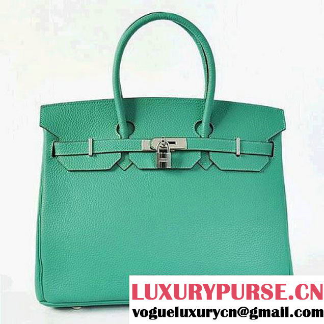 Hermes Birkin 35CM Tote Bags Togo Leather Green Silver