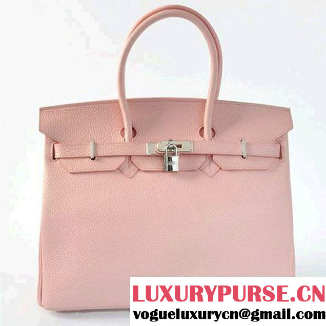 Hermes Birkin 35CM Tote Bags Togo Leather Pink Silver