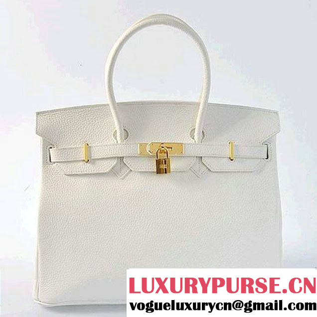 Hermes Birkin 35CM Tote Bags Togo Leather White Golden