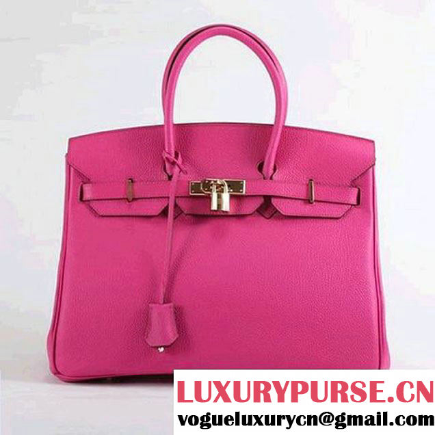 Hermes Birkin 35CM Smooth Leather Handbag 6089 Rose Golden