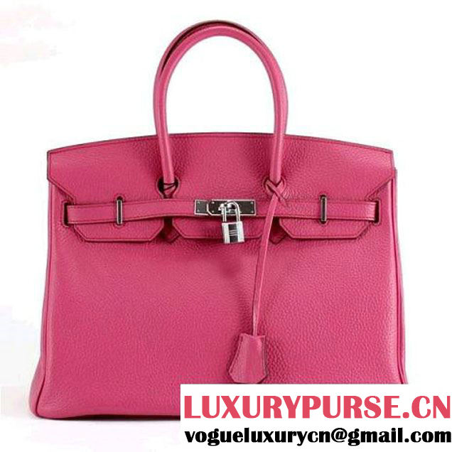 Hermes Birkin 35CM Togo Leather Handbag 6089 Rose Silver