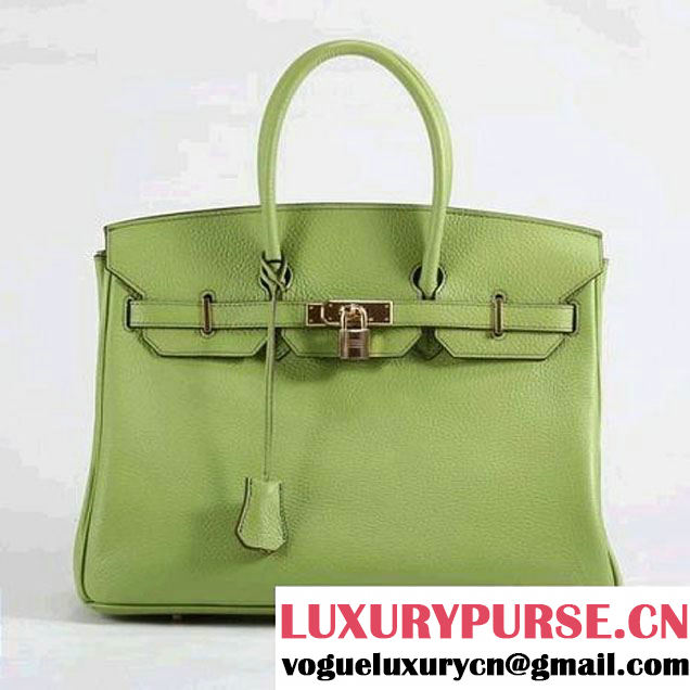 Hermes Birkin 35CM Togo Leather Handbag 6089 Green Golden