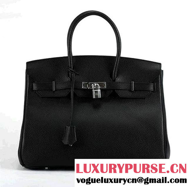 Hermes Birkin 35CM Togo Leather Handbag 6089 Black Silver