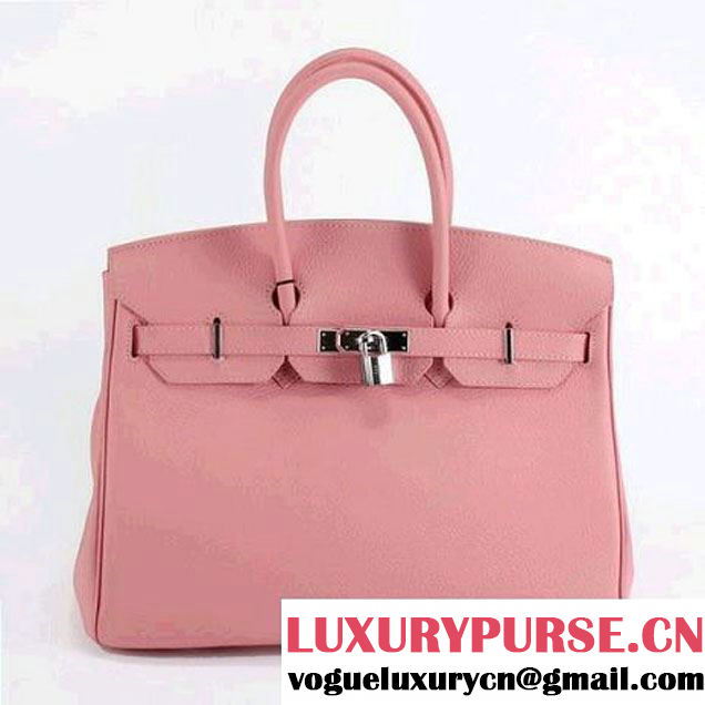 Hermes Birkin 35CM Togo Leather Handbag 6089 Pink Silver