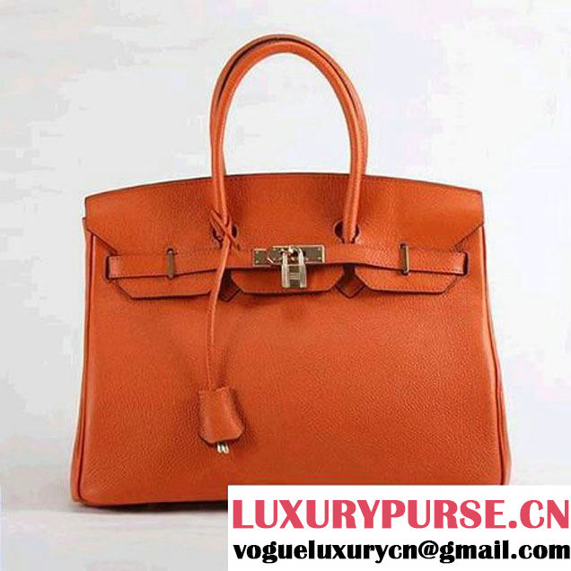 Hermes Birkin 35CM Togo Leather Handbag 6089 Orange Golden