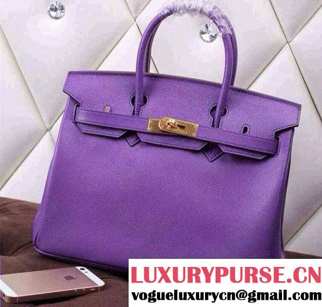 Hermes Birkin 30/35 Epsom Leather Bag Purple