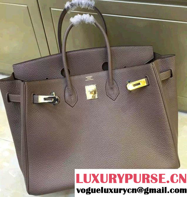 Hermes Togo Leather Birkin 35cm Large Bag Etoupe 2016