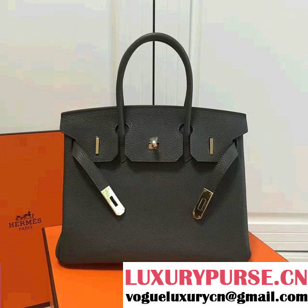 Hermes Togo Leather Birkin 35cm Large Bag Dark Gray 2016