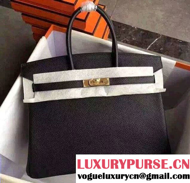 Hermes Birkin 30/35 Bag in Original Togo Leather Bag Black/Gold