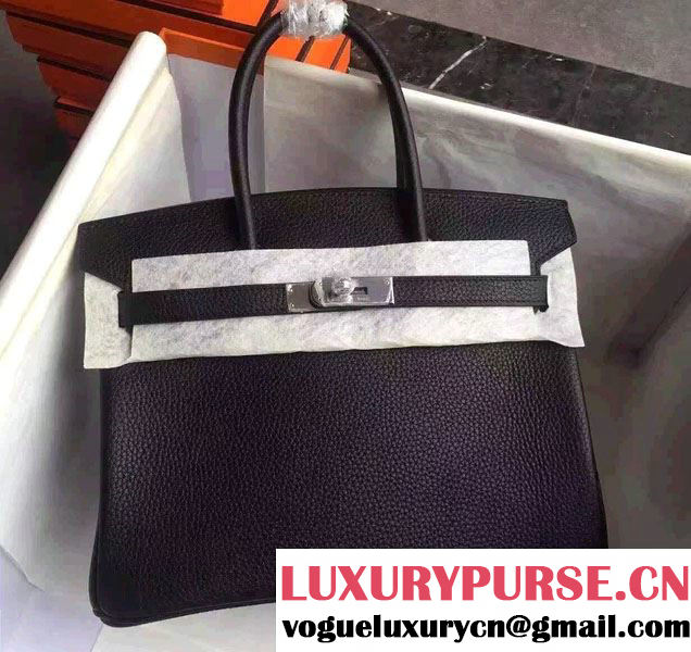 Hermes Birkin 30/35 Bag in Original Togo Leather Bag Black/Silver