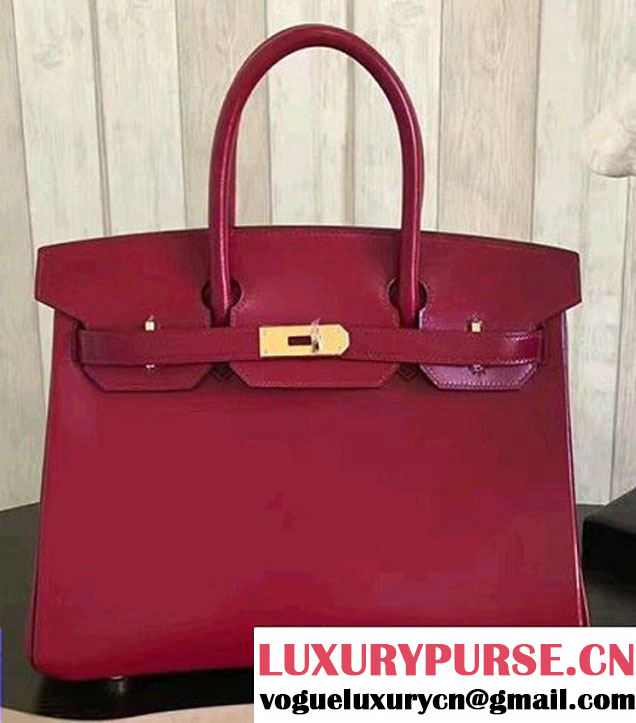 Hermes Birkin 30/35 Bag in Original Box Leather Bag Fuchsia