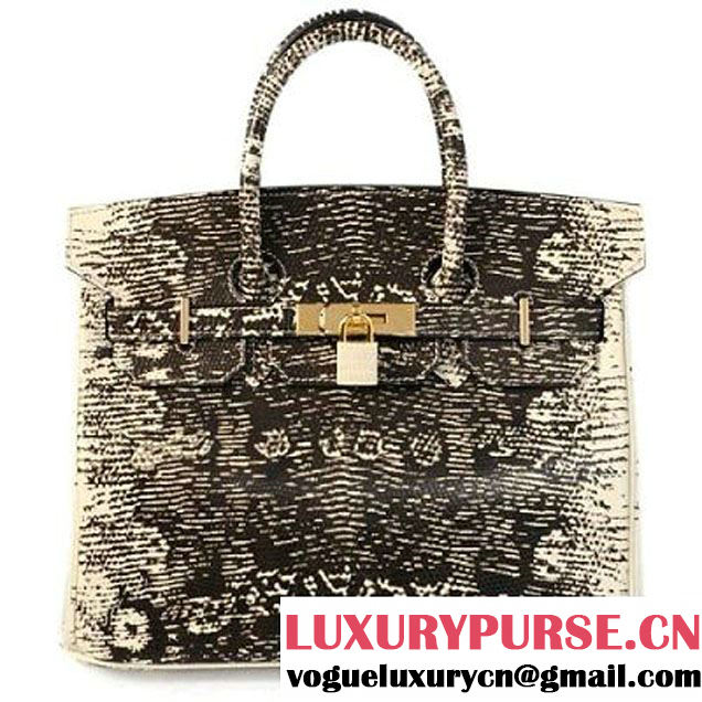 Hermes Birkin 30CM Tote Bag Lizard Grey Leather H30 Gold