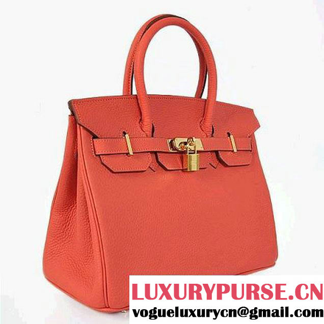 Hermes Birkin 30CM Tote Bags Pompadour Grain Leather Gold