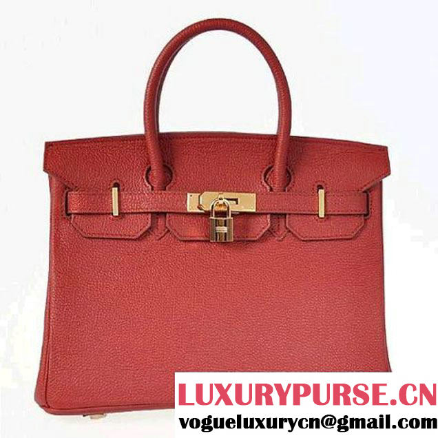 Hermes Birkin 30CM Tote Bags Bordeaux Smooth Leather Gold