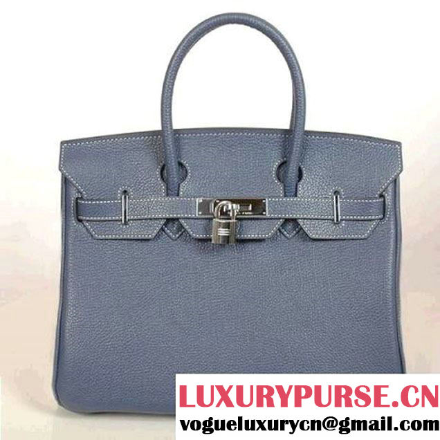 Hermes Birkin 30CM Tote Bags Smooth Togo Leather Dark Blue